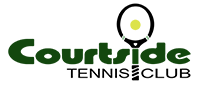 logo-courtside-tennis-club-venice-sm Courtside Tennis Club green and yellow text logo with racket graphic vertical in place of letter "i", Venice, FL
