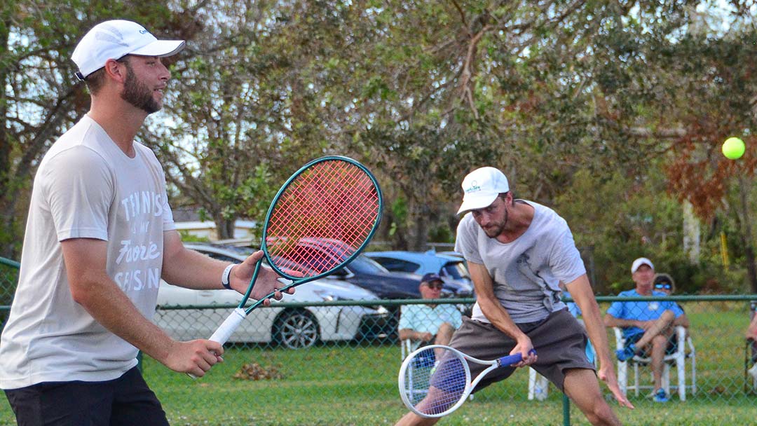 Courtside Tennis in Venice mens doubles players on court