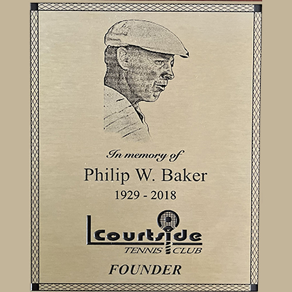 Courtside Tennis Club, Venice, Florida - Founder plaque, Philip W. Baker