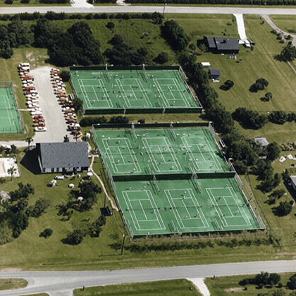Courtside Tennis in Venice aerial view 1970s