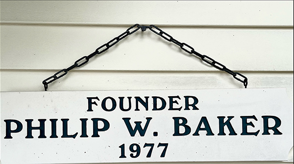 Courtside Tennis Club, sign Founder, Philip W. Baker 1977