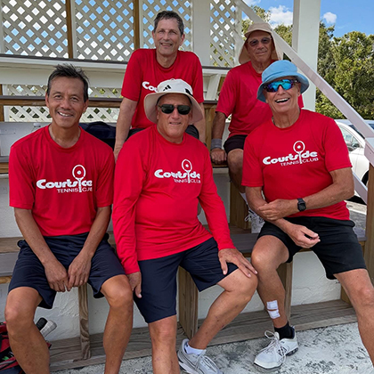 Leagues at Courtside Tennis Club, Venice Florida - group photo of players in red shirts